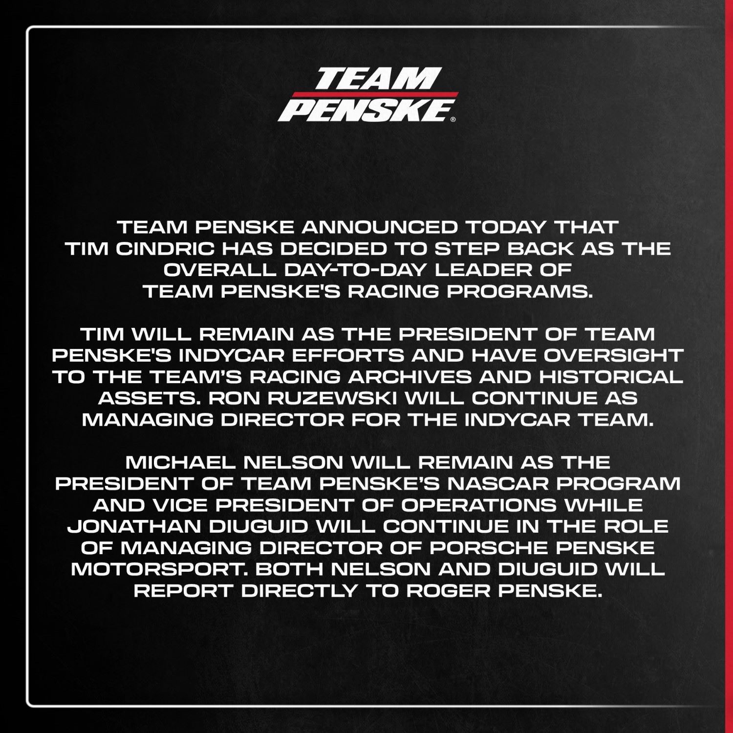 Team Penske Announcement