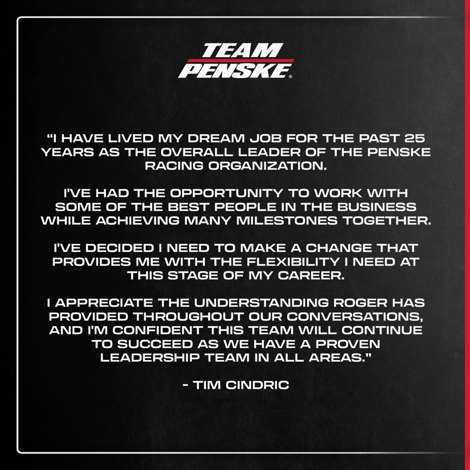 Team Penske Announcement