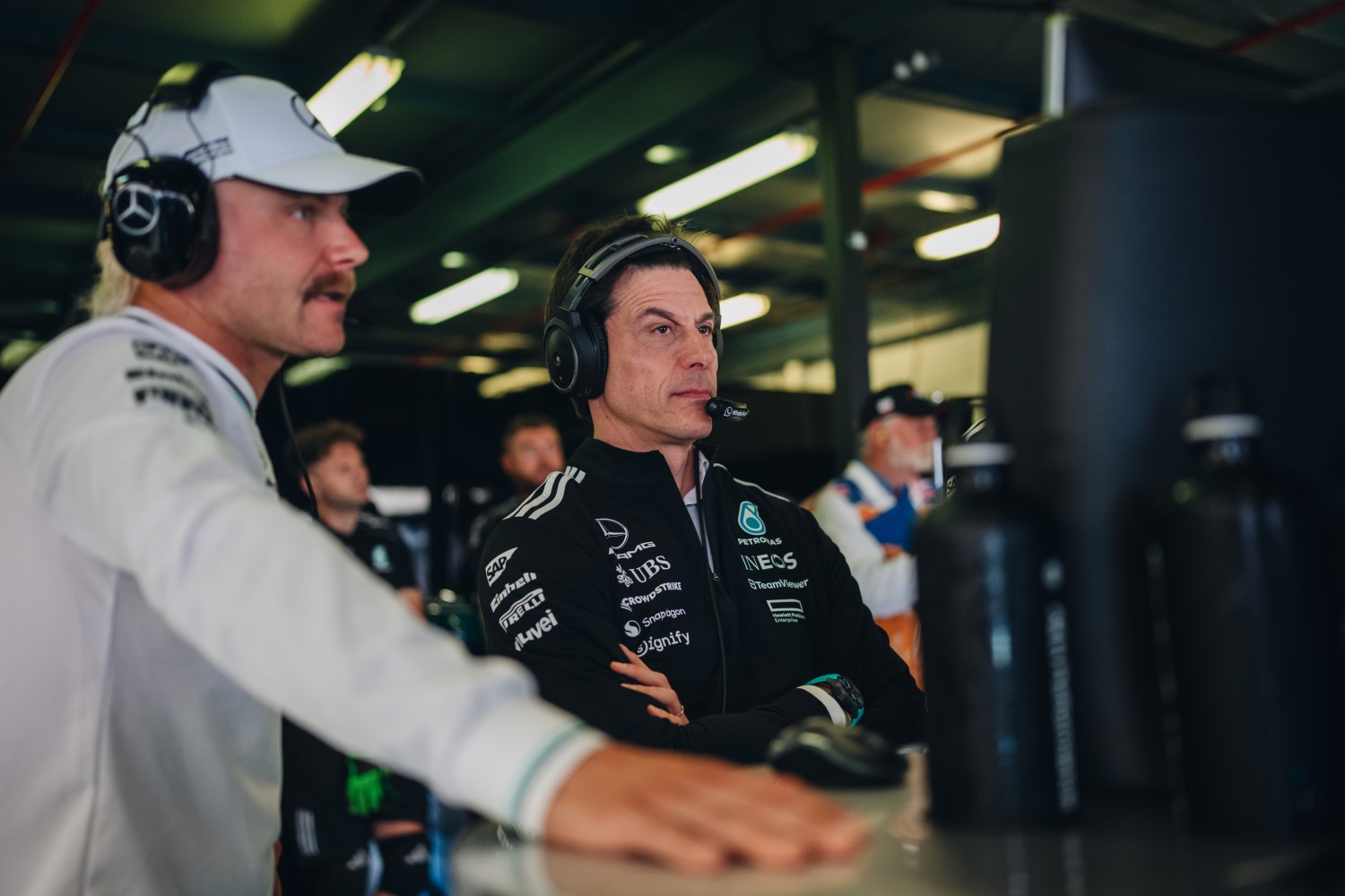 Valtteri Bottas and Toto Wolff 2025 Australian Grand Prix, - Richard Pardon photo for Mercedes