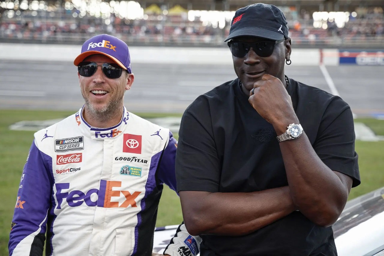 23XI Racing co-owners Denny Hamlin, and NBA Hall of Famer, Michael Jordan - Source: Getty Images for NASCAR