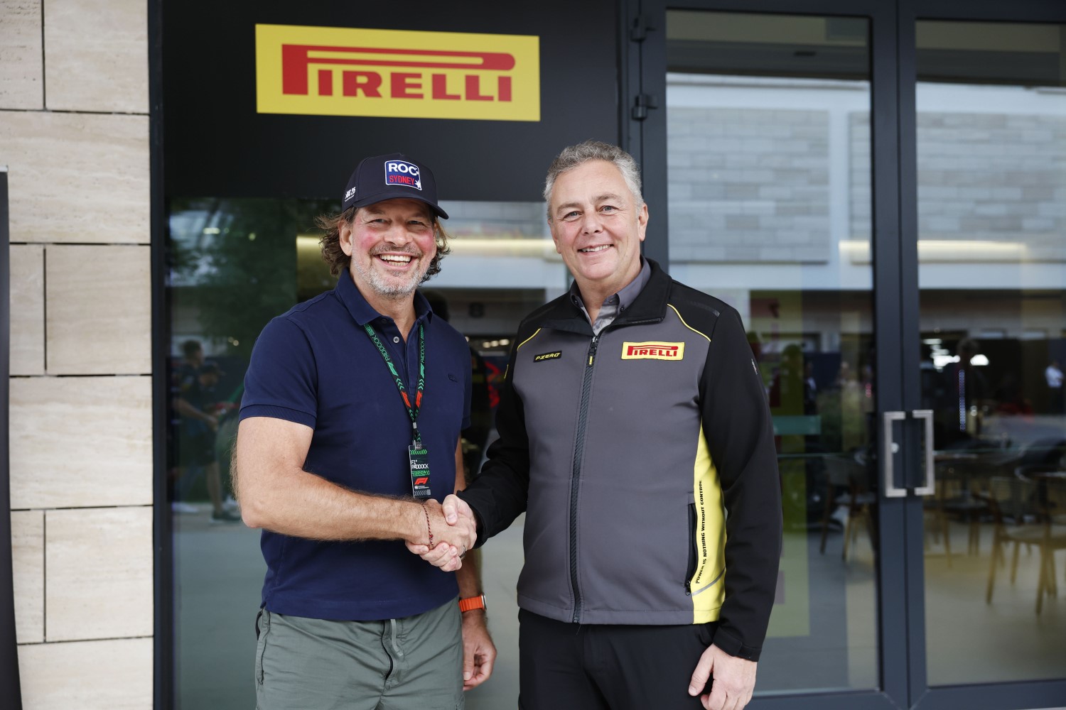 Frederick Johnson, Race of Champions CEO, with Mario Isola, Racing Manager, Pirelli Motorsport