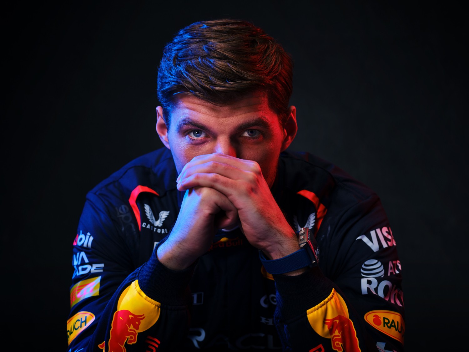 Max Verstappen poses during the Oracle Red Bull Racing brand shoot, while wearing the 2025 Sparco Race suit on February 16, 2025 // Will Cornelius / Content Pool