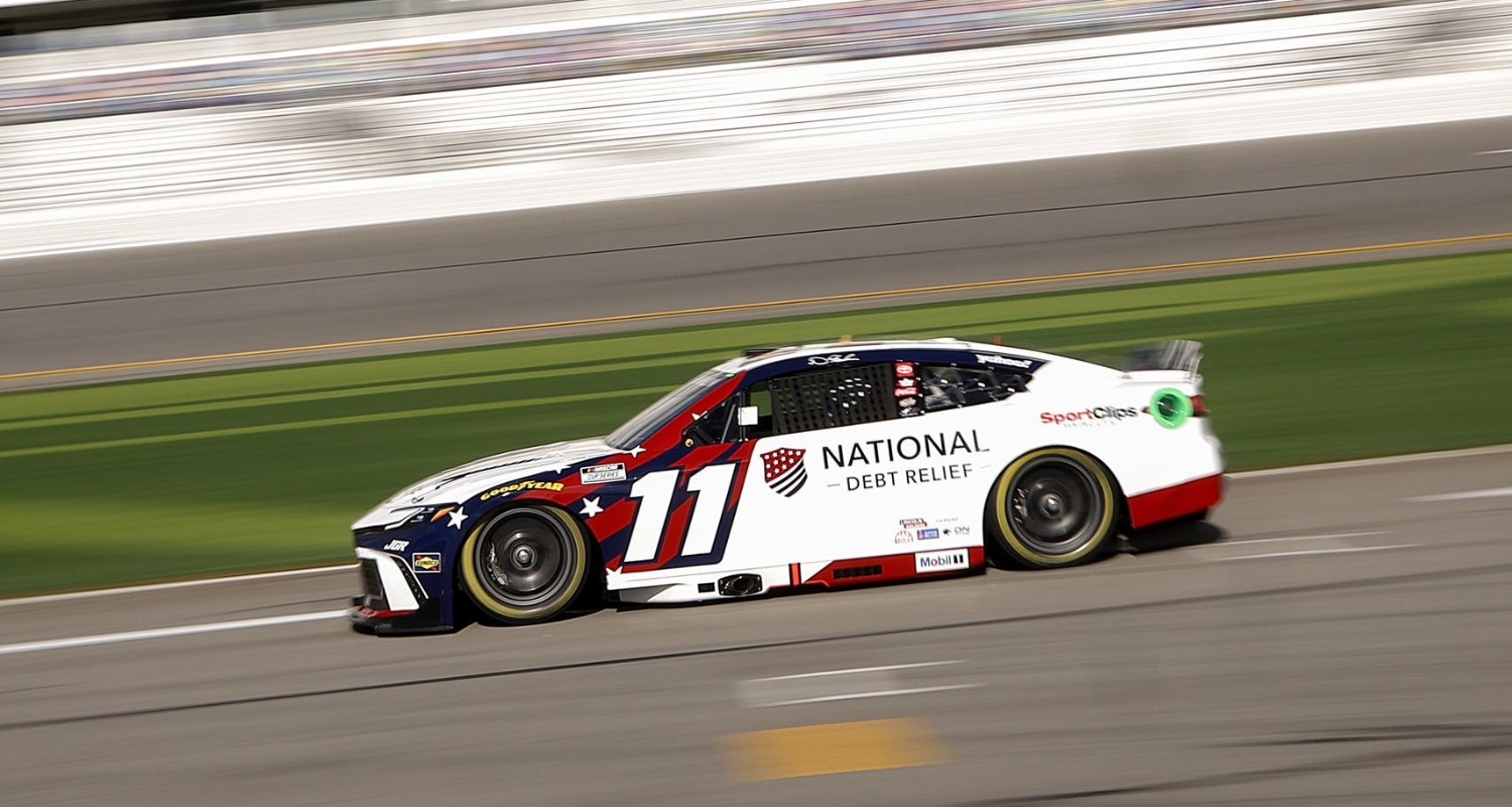 2025 Daytona 500 - Denny Hamlin in the #11 National Debt Relief Joe Gibbs Racing Toyota. Image supplied by Joe Gibbs Racing