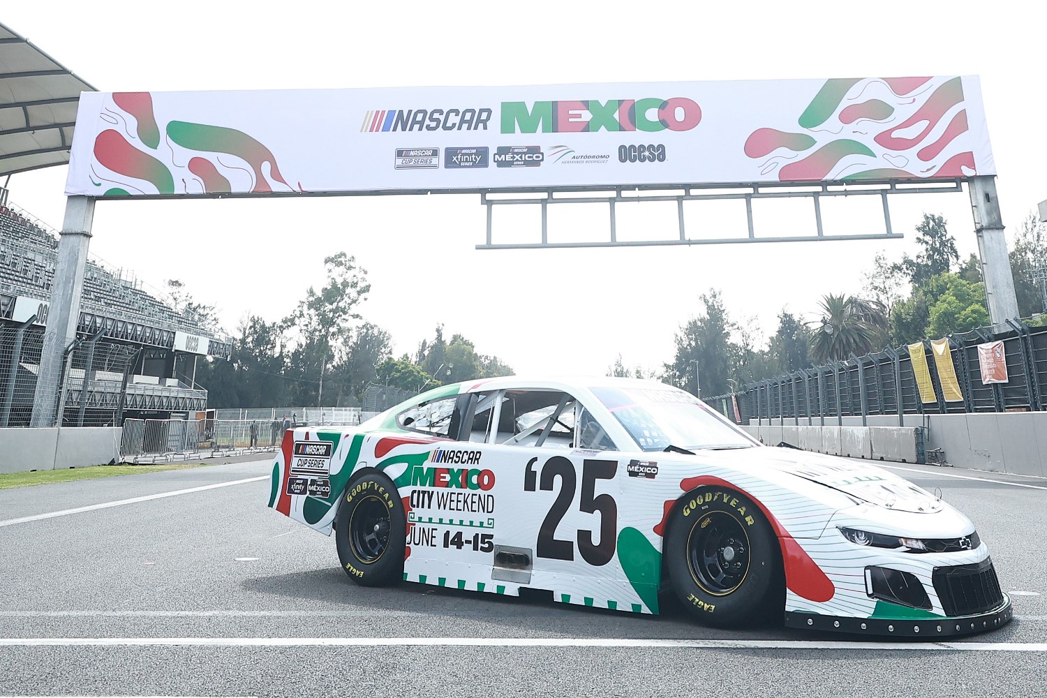 The NASCAR Cup Series will race in Mexico City for the first time in 2025 at Autodromo Hermanos Rodriguez (Photo by Manuel Velasquez/Getty Images for NASCAR)