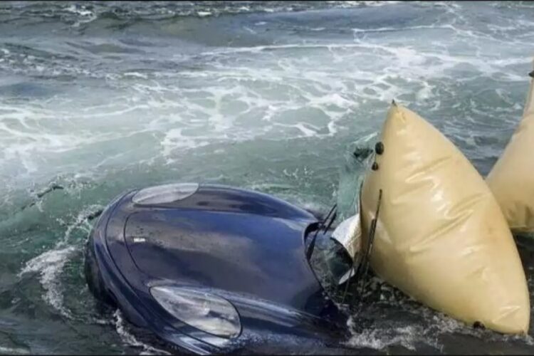 Deranged Ferrari owner drives car off Pier