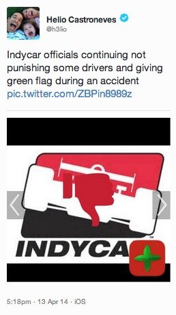 Castroneves penalized for social media violation (Update)