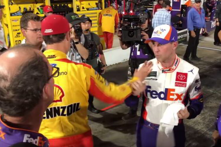 Denny Hamlin, Joey Logano tussle on pit road at Martinsville