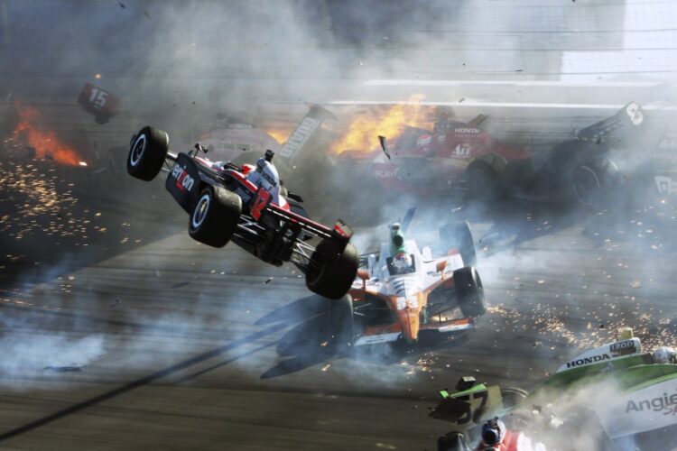 Video: Hideous rear bumper on IndyCar fails to do its job