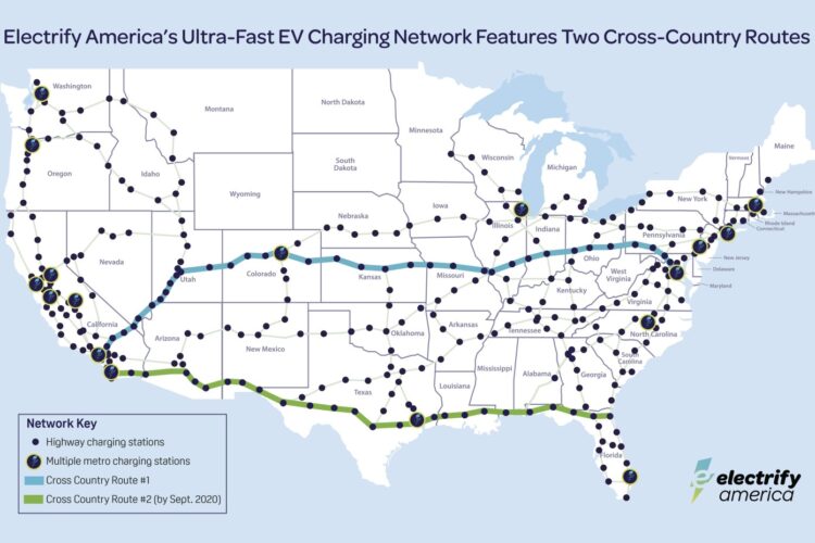 Electrify America finishes first cross-country charging network for EVs