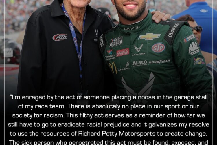 FALSE ALARM: Noose found hanging in Bubba Wallace’s garage stall at Talladega (2nd Update)