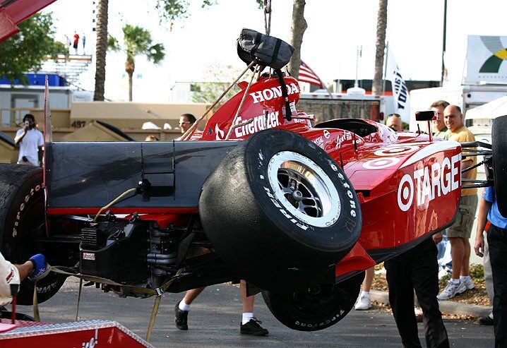 Wheldon crashes