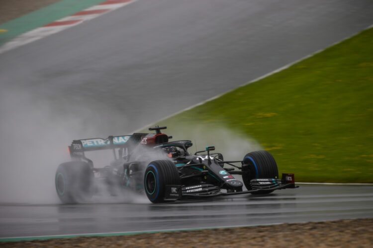 Hamilton takes Styrian GP pole in driving rain