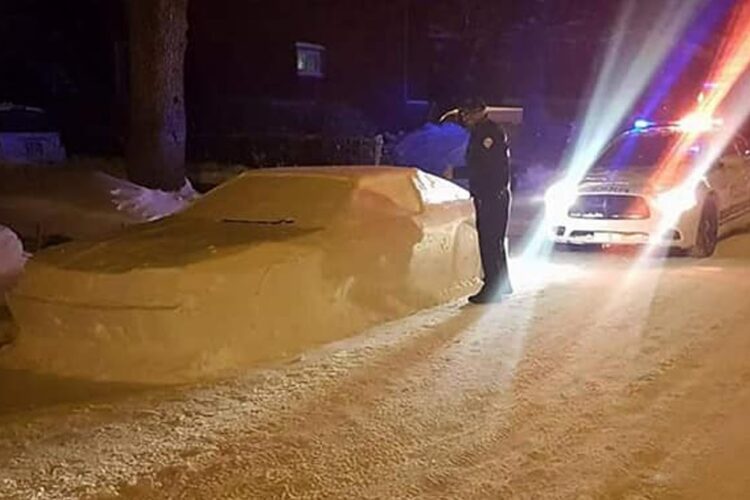 Canadian Pranks Cops With Fake Snow Car