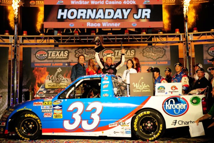 Hornaday wins at Texas when Sauter is black-flagged