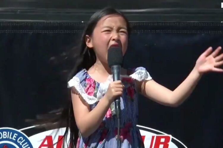 7-year old Malea Emma crushes the national anthem at NASCAR Xfinity race