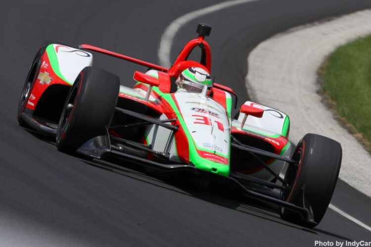 Patricio O’Ward hits the wall at Indy