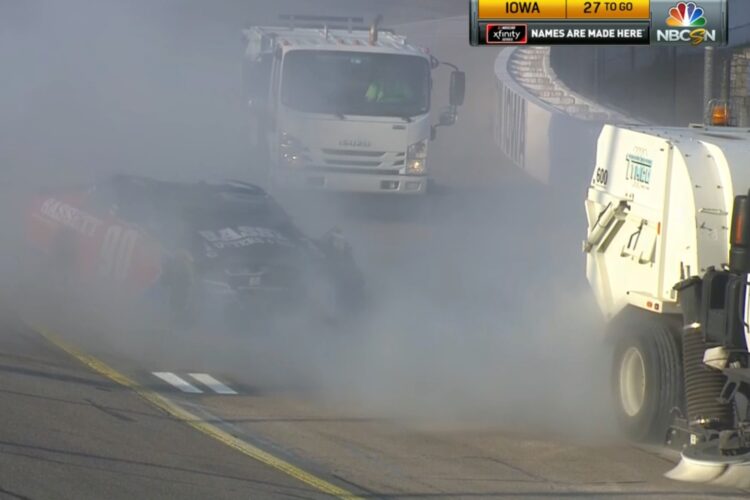 Video: NASCAR driver crashes into track sweeper