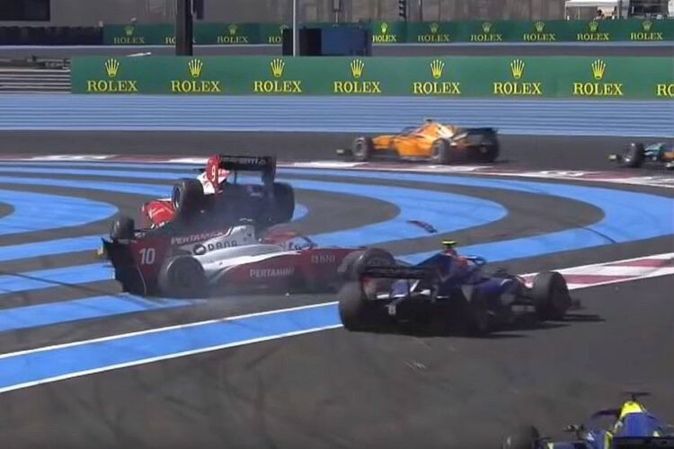 VIDEO: Schumacher sent flying in team-mate crash!