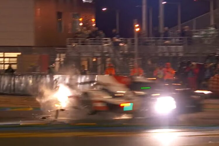 Le Mans: Crash between the Toyota #7 and the Dragonspeed #31