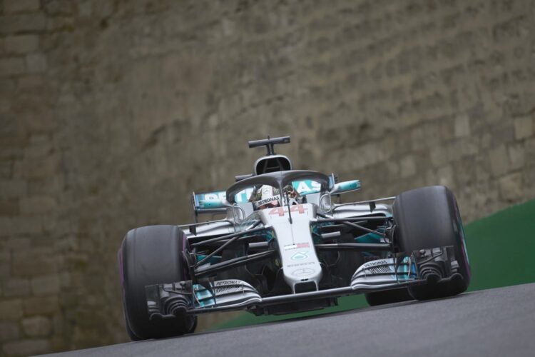 Hamilton wins in Azerbaijan after Bottas blows tire