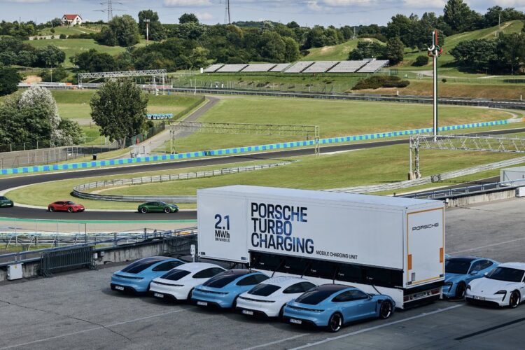 High-power charging trucks for Porsche Taycan track days