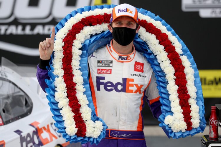 Hamlin comes out of nowhere to win Talladega wreckfest