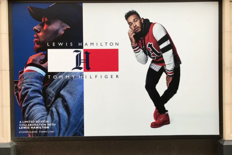 Hamilton promoting clothes line in Amsterdam