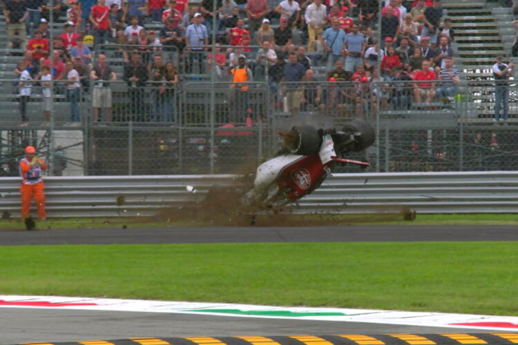 Ericsson flips at Monza