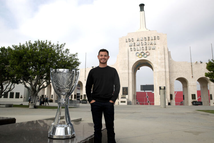 NASCAR: Larson visits L.A. Coliseum, site of 2022 Clash