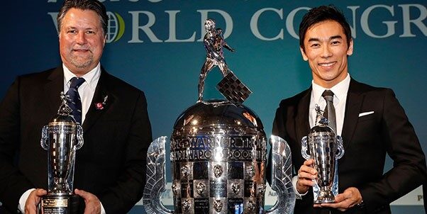 Sato, Andretti receive ‘Baby Borg’ trophies to honor victory in 101st Indy 500