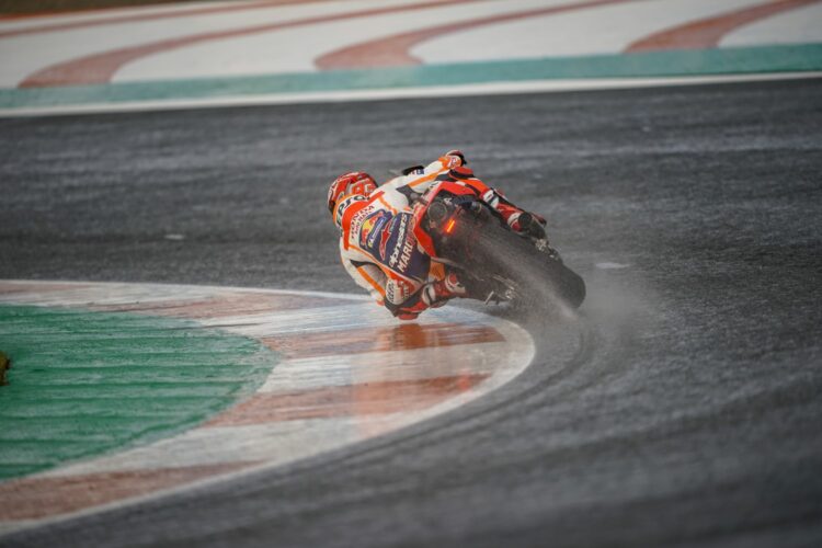 Marquez dominates soaking wet warm-up