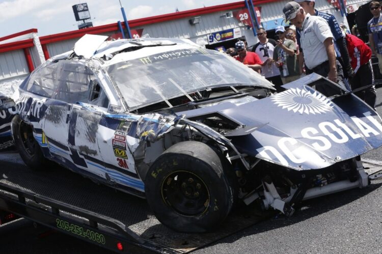 Video: McMurray Talladega wreck, NASCAR slows cars