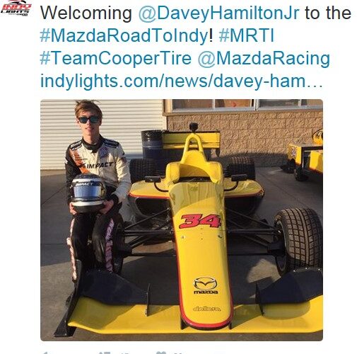 Davey Hamilton Jr. to run Indy Lights