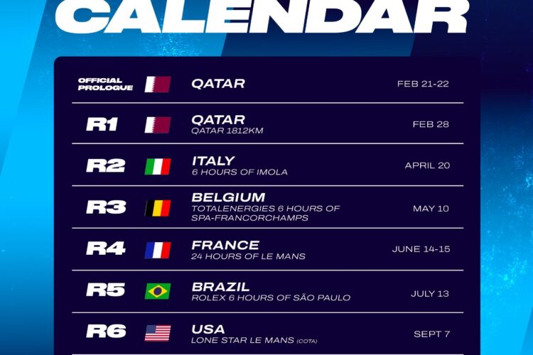 WEC News: 2025 FIA WEC calendar revealed