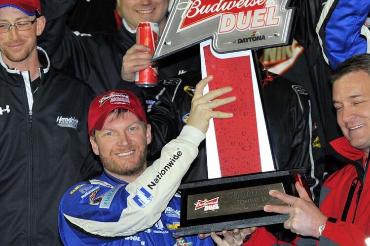 Earnhardt wins Budweiser Duel 1