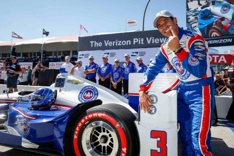 Castroneves wins pole at Long Beach