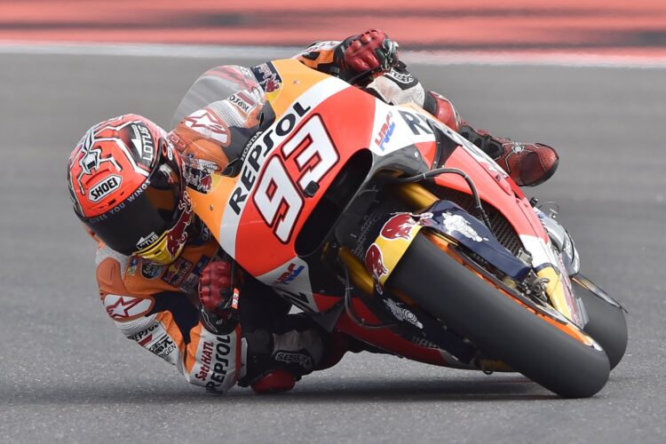 Marquez sets the pace on day one in Brno after a spectacular save in FP2