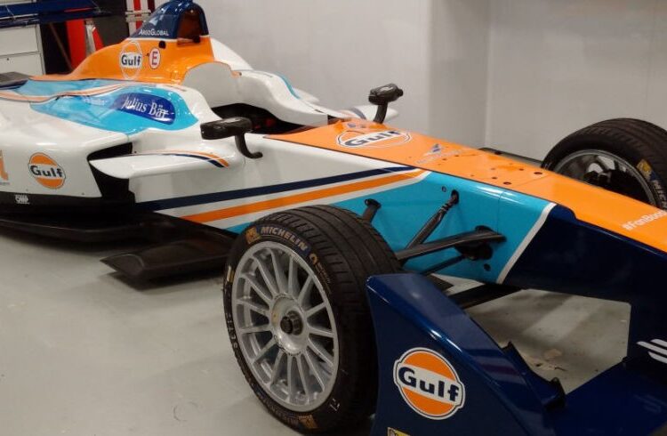 Gulf, an Oil Company, Is Sponsoring a Formula E Electric Race Car