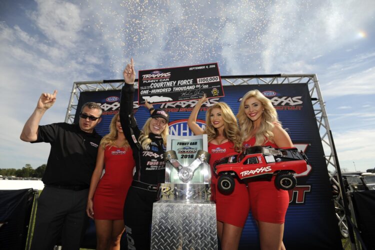 Courtney Force wins $100,000 NHRA Traxxas Nitro Shootout at Indy