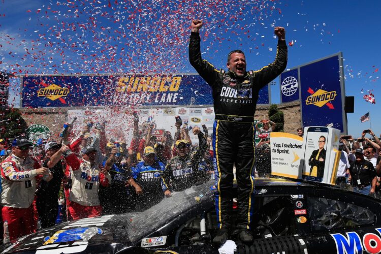 Tony Stewart Beats Hamlin For First Win Since 2013